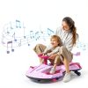 12V Electric Wiggle Car CANKETEC 2-in-1 Ride-On with Lights Pink-1