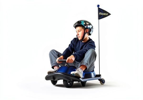 Razor Crazy Cart Shift Electric Go Kart for Kids Ages 6+ - 12V Drifting System, High/Low Speed Switch, Simplified Drifting, Riders up to 120 lbs, Black/Blue-4