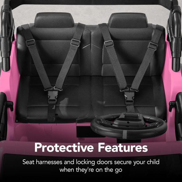 Best Choice Products Kids 24V 2-Seater Electric Ride On Car Truck w/ 132lb Weight Capacity, Parent Control, Bluetooth, LED Lights - Pink-6