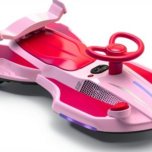 12V Electric Wiggle Car CANKETEC 2-in-1 Ride-On with Lights Pink-0