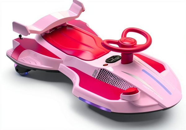 12V Electric Wiggle Car CANKETEC 2-in-1 Ride-On with Lights Pink-0