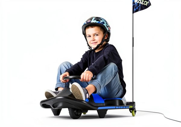 Razor Crazy Cart Shift Electric Go Kart for Kids Ages 6+ - 12V Drifting System, High/Low Speed Switch, Simplified Drifting, Riders up to 120 lbs, Black/Blue-15