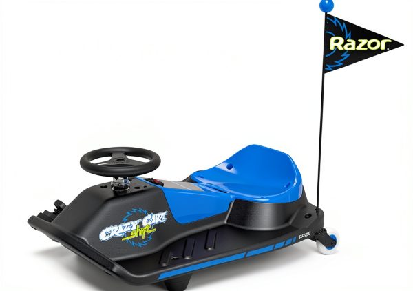 Razor Crazy Cart Shift Electric Go Kart for Kids Ages 6+ - 12V Drifting System, High/Low Speed Switch, Simplified Drifting, Riders up to 120 lbs, Black/Blue-0