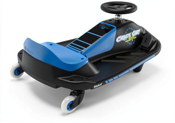 Razor Crazy Cart Shift Electric Go Kart for Kids Ages 6+ - 12V Drifting System, High/Low Speed Switch, Simplified Drifting, Riders up to 120 lbs, Black/Blue-24