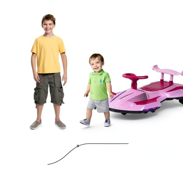12V Electric Wiggle Car CANKETEC 2-in-1 Ride-On with Lights Pink-5