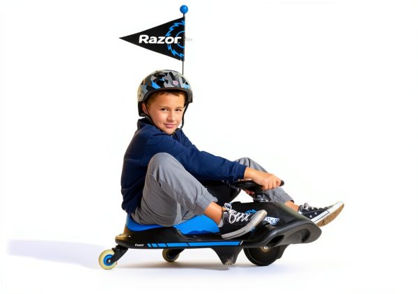 Razor Crazy Cart Shift Electric Go Kart for Kids Ages 6+ - 12V Drifting System, High/Low Speed Switch, Simplified Drifting, Riders up to 120 lbs, Black/Blue-16