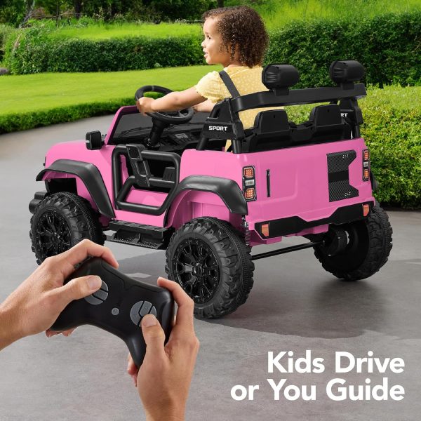 Best Choice Products Kids 24V 2-Seater Electric Ride On Car Truck w/ 132lb Weight Capacity, Parent Control, Bluetooth, LED Lights - Pink-3
