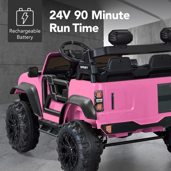Best Choice Products Kids 24V 2-Seater Electric Ride On Car Truck w/ 132lb Weight Capacity, Parent Control, Bluetooth, LED Lights - Pink-4
