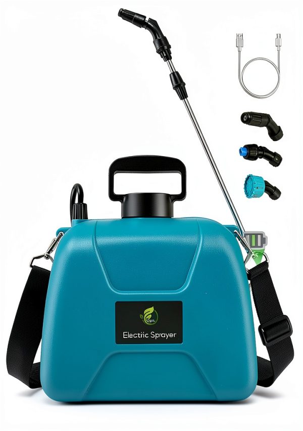 2 Gallon Battery Powered Garden Sprayer, Electric Sprayer with USB Rechargeable Handle, 3 Mist Nozzles, Retractable Wand, Water Pump Sprayers with Adjustable Shoulder Strap for Yard, Lawn and Garden-0